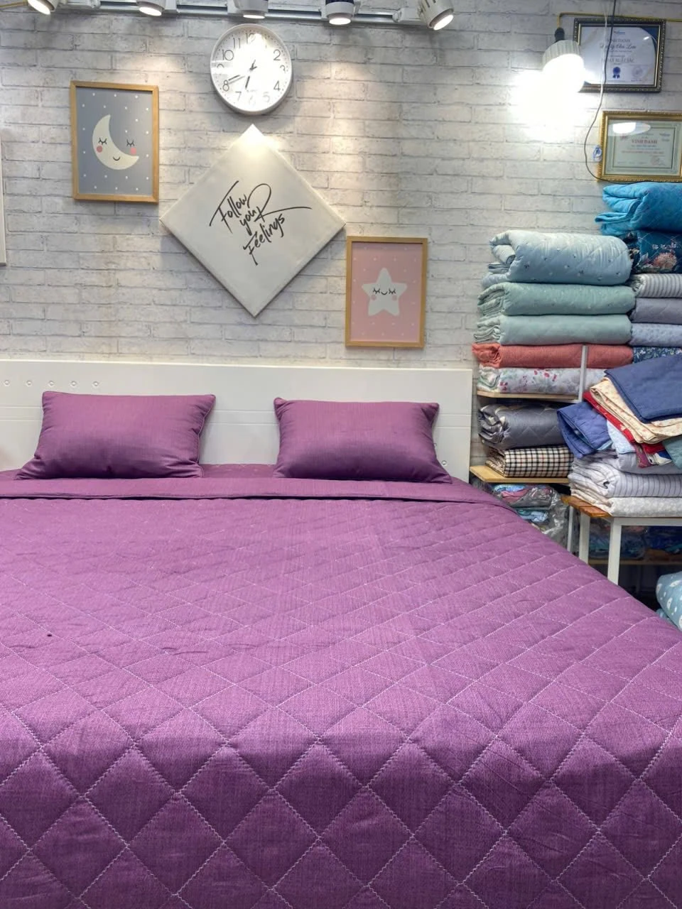 Bộ chăn ga gối Lụa Modal Hàn Quốc tím huế