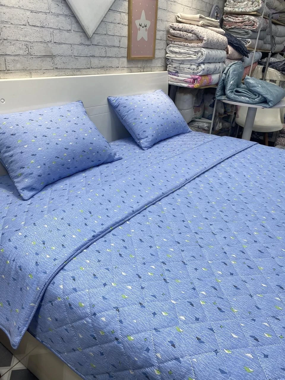 Bộ chăn ga gối Lụa Modal Hàn Quốc mây xanh