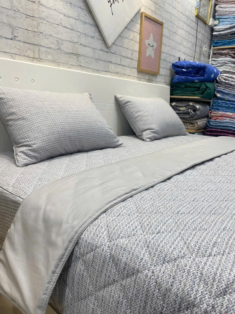 Bộ chăn ga gối Lụa Modal Hàn Quốc vân ghi phối ghi sáng