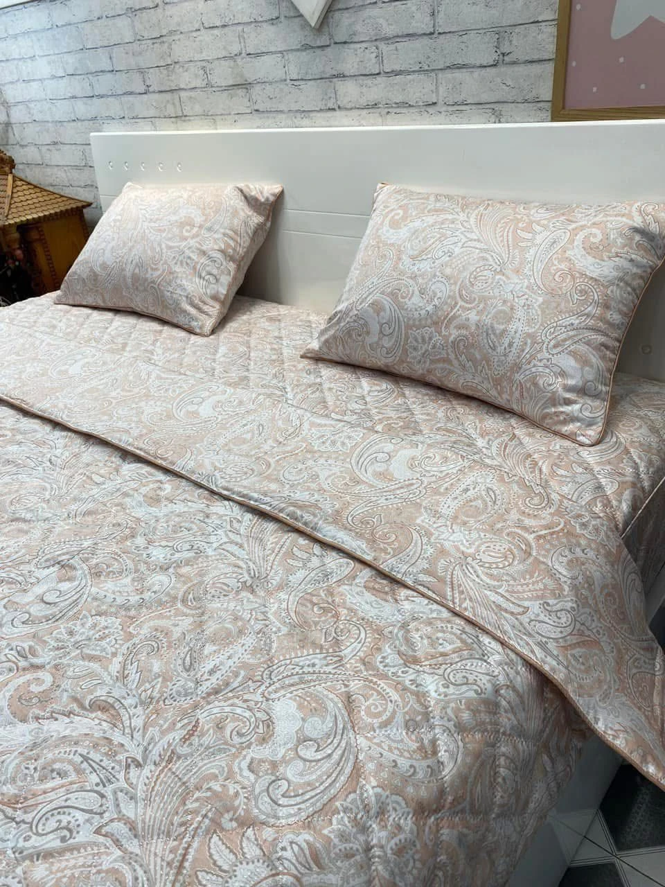 Bộ chăn ga gối Lụa Modal Hàn Quốc hoa văn vàng