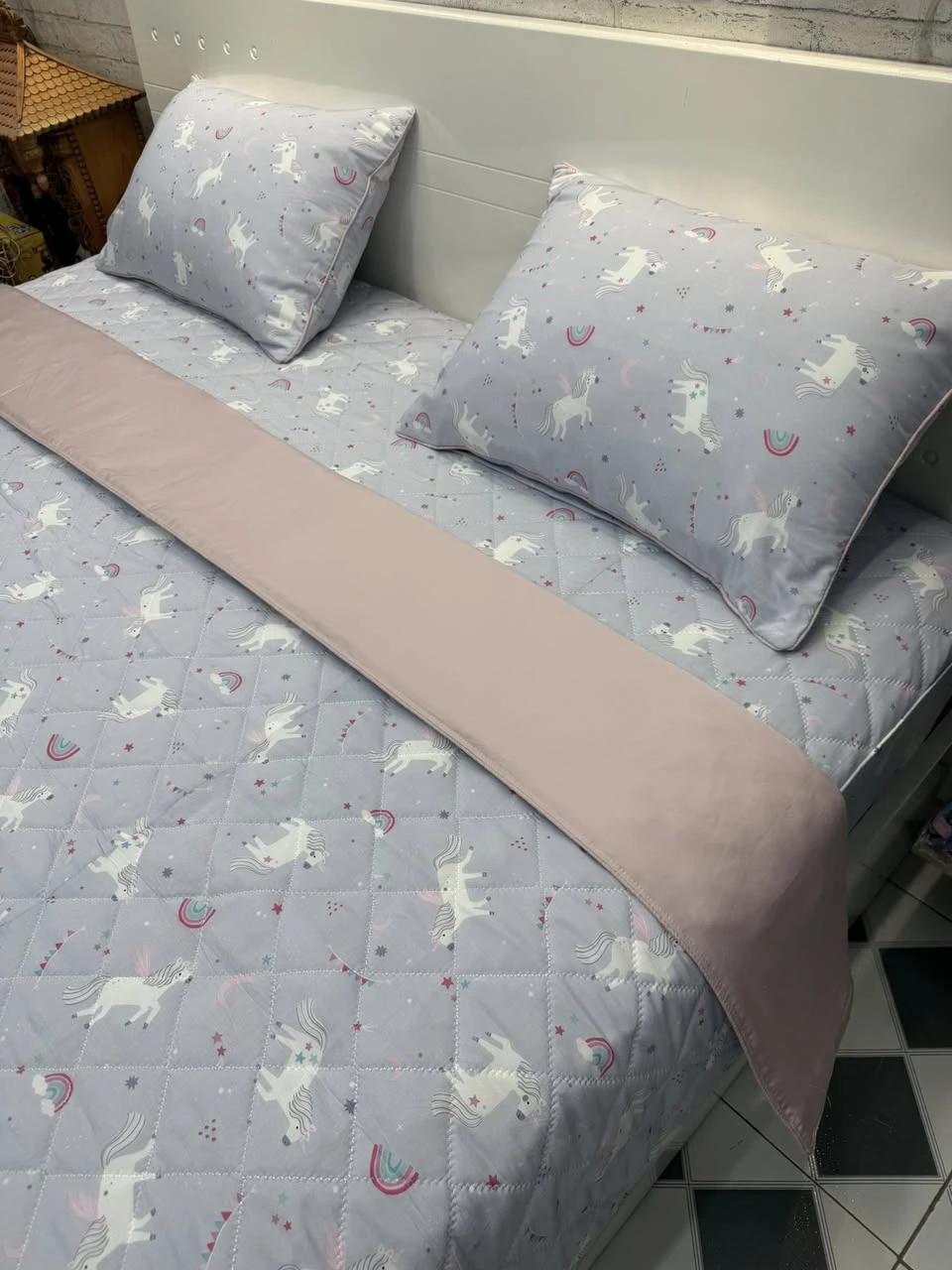 Bộ chăn ga gối Lụa Modal Hàn Quốc pony tím xjnh xắn .