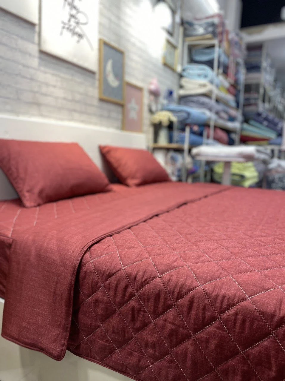 Bộ chăn ga gối Lụa Modal Hàn Quốc vân xước đỏ