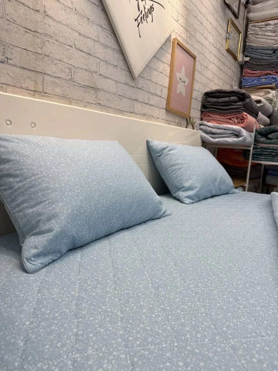 Bộ chăn ga gối cotton Hàn Quốc  hoa nhí xanh xjnh lắm ạ