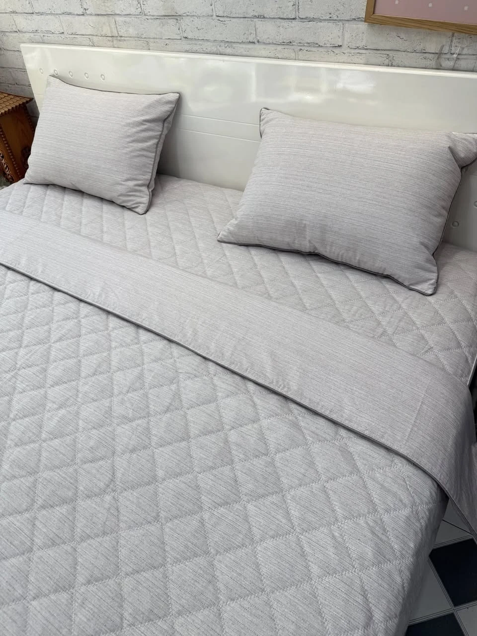 Bộ chăn ga gối cotton Hàn Quốc Kẻ sọc màu be trà sữa xjnh lắm ạ.