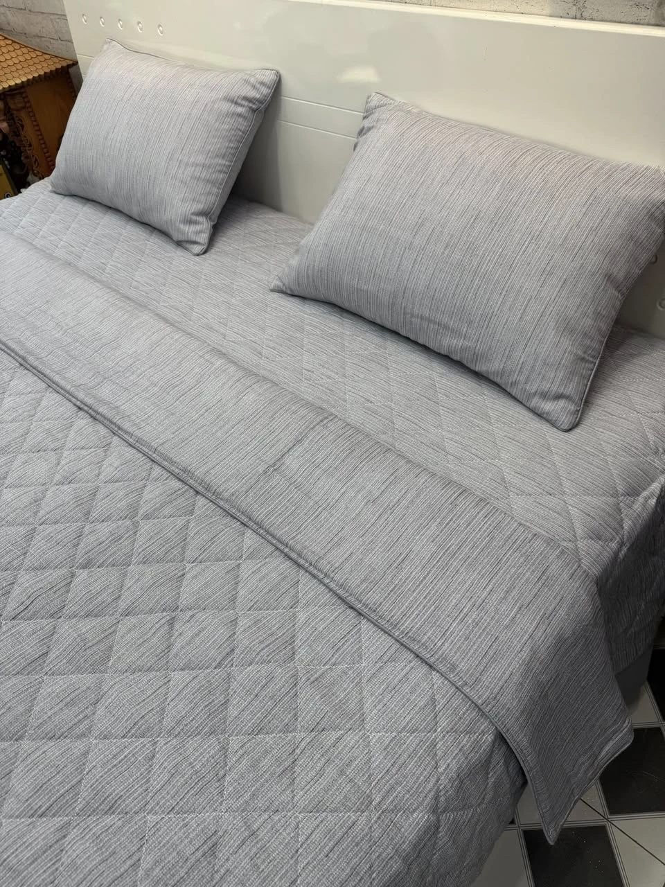 Bộ chăn ga gối Lụa Modal Hàn Quốc Set ga phủ kẻ ghi sáng xjnh xắn, sang chảnh.