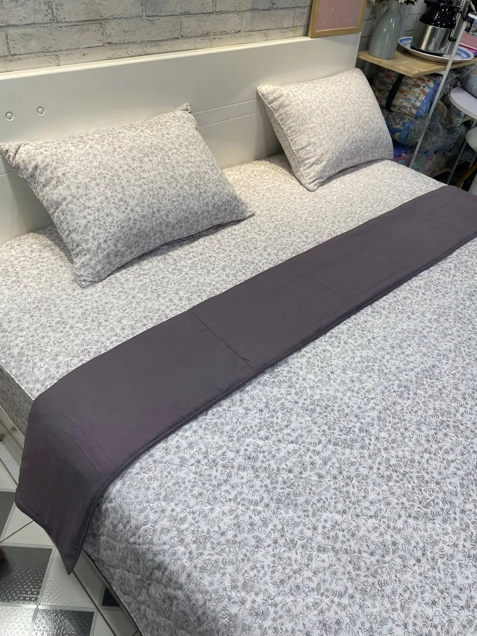 Bộ chăn ga gối Lụa Modal Hàn Quốc hoa nhí ghi phối