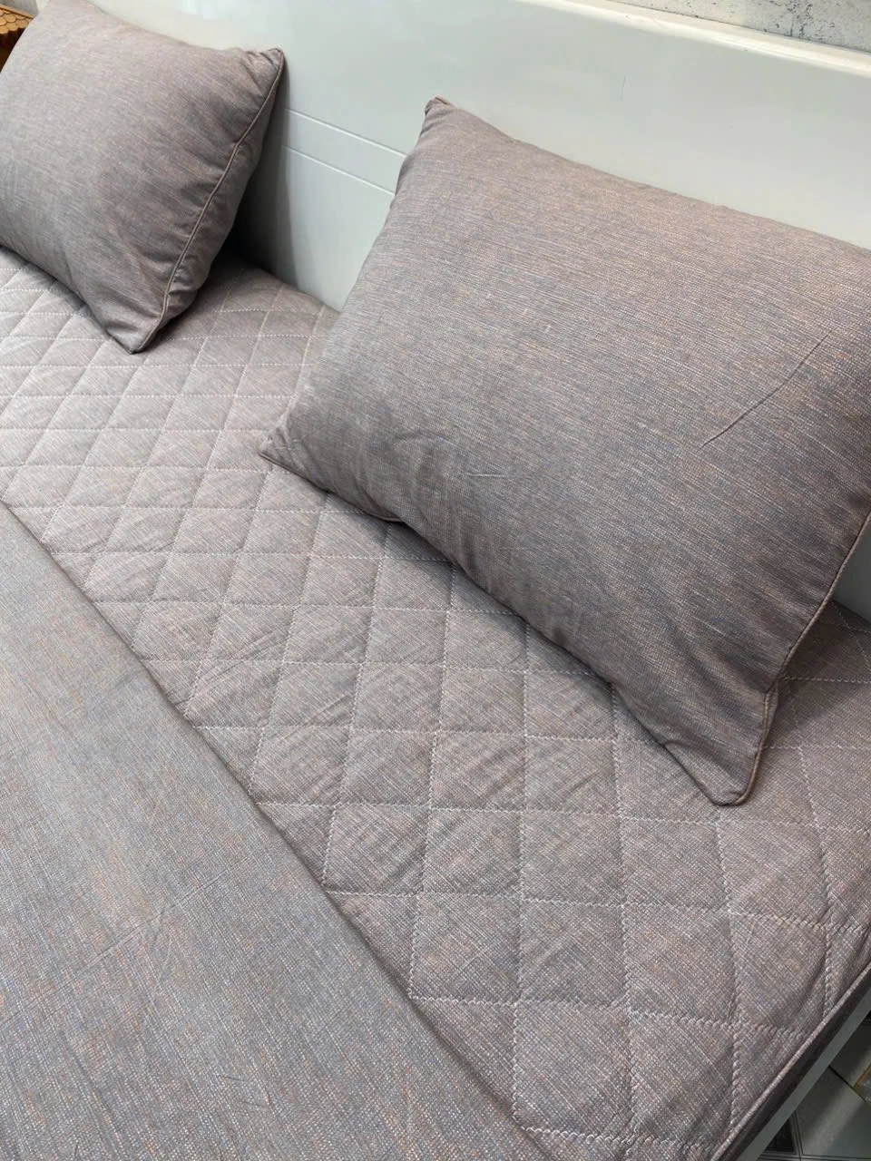 Bộ chăn ga gối Lụa Modal Hàn Quốc Vân nâu sang chảnh