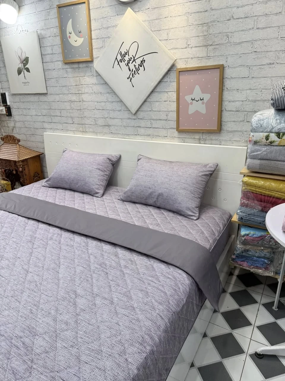 Bộ chăn ga gối Lụa Modal Hàn Quốc xước tím hồng mờ