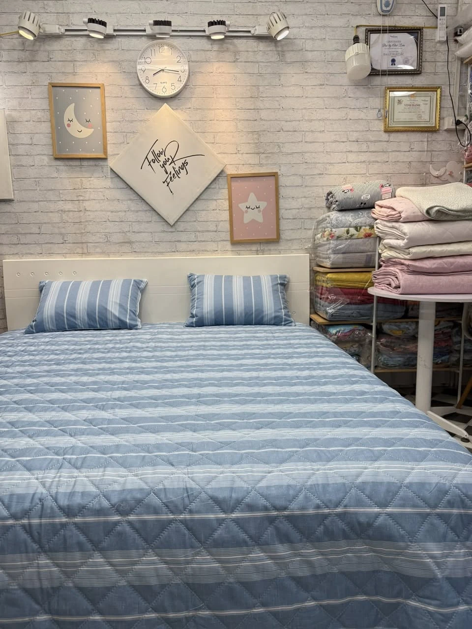 Set kẻ  xanh vải Cotton Hàn Quốc mềm mịn mát, số lượng ít nha.