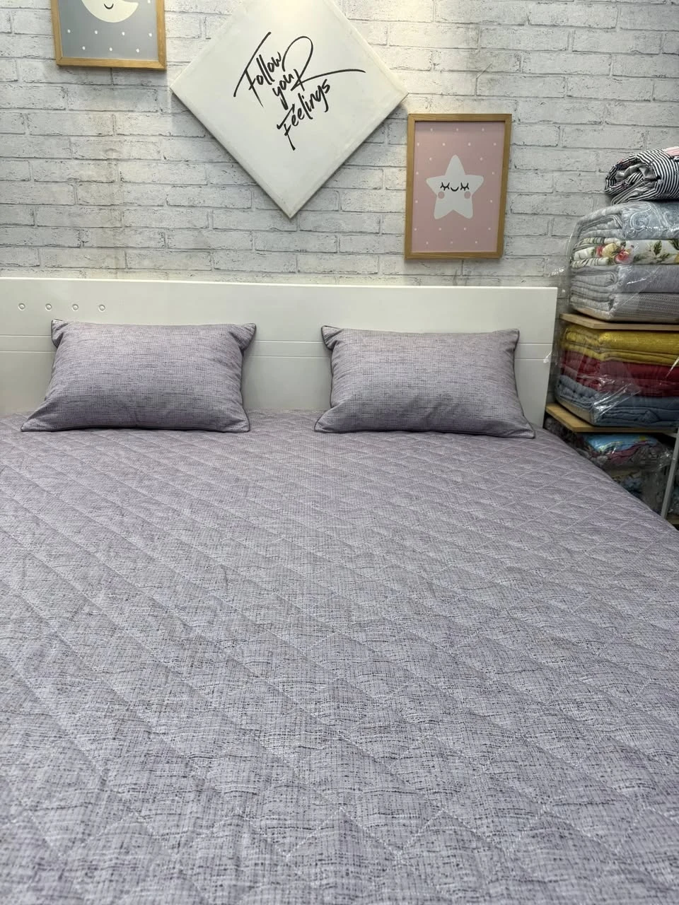 Bộ chăn ga gối Lụa Modal Hàn Quốc xước tím hồng mờ