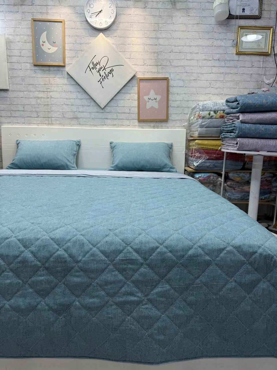 Bộ chăn ga gối Lụa Modal Hàn Quốc  mẫu Vân xanh sang chảnh, đẹp