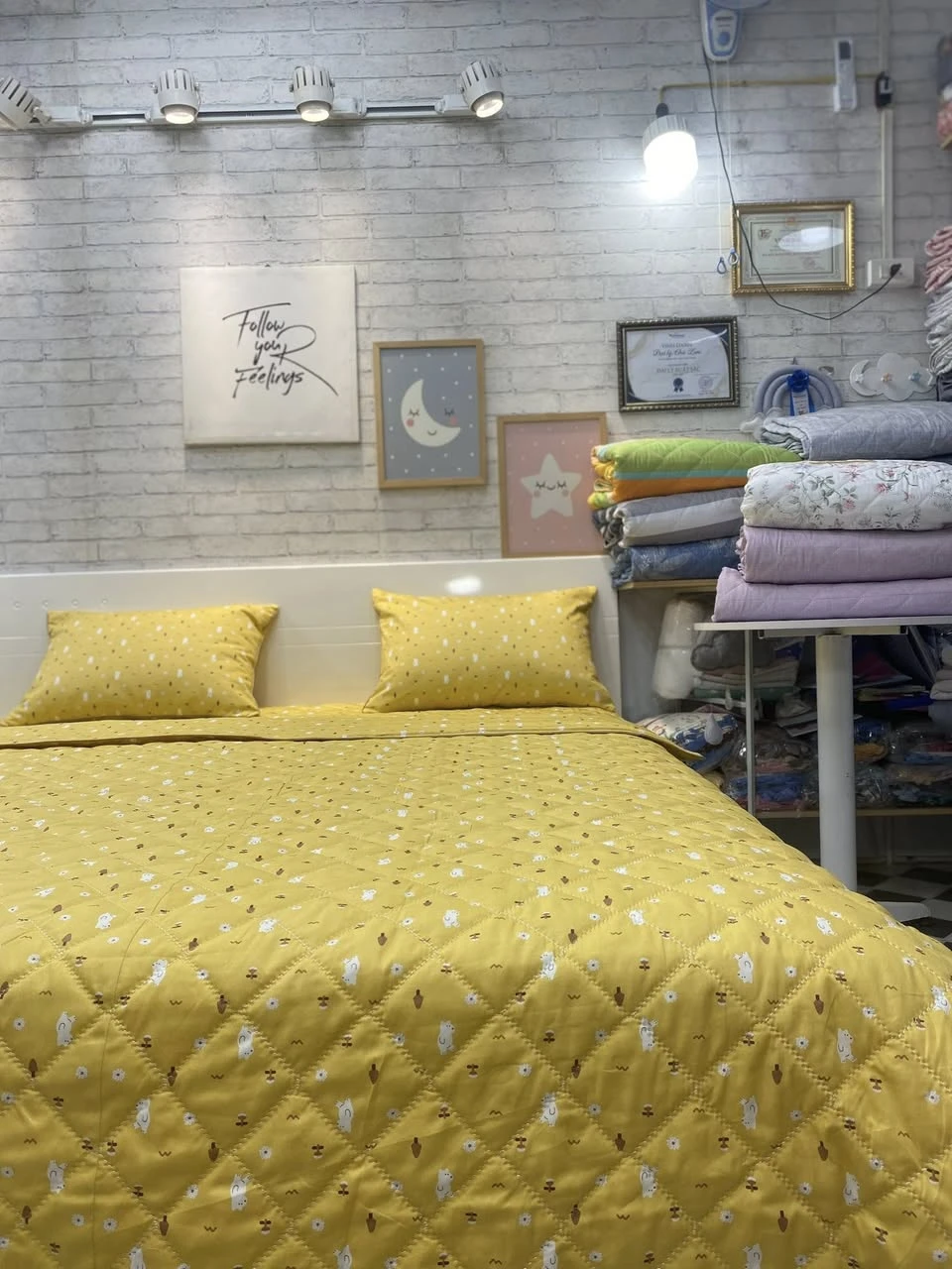 Bộ chăn ga gối cotton Hàn Quốc mầu vàng