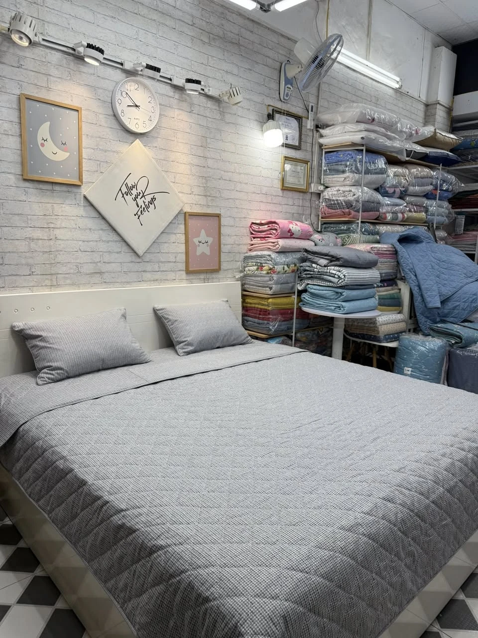 Bộ chăn ga gối Lụa Modal Hàn Quốc Set vân xám