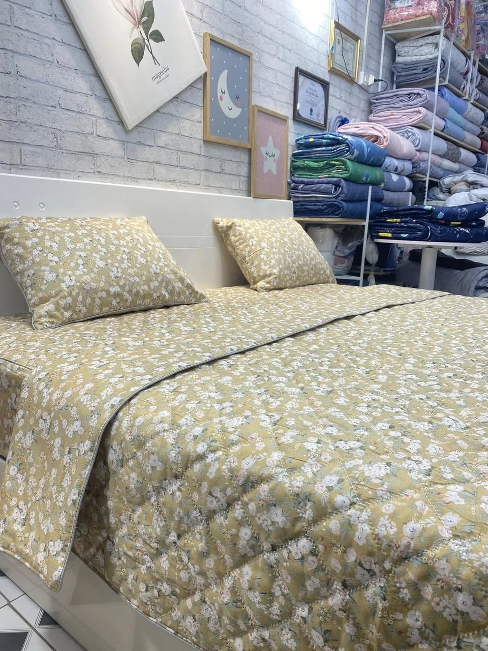 Bộ chăn ga gối cotton Hàn Quốc  hoa nhí vàng
