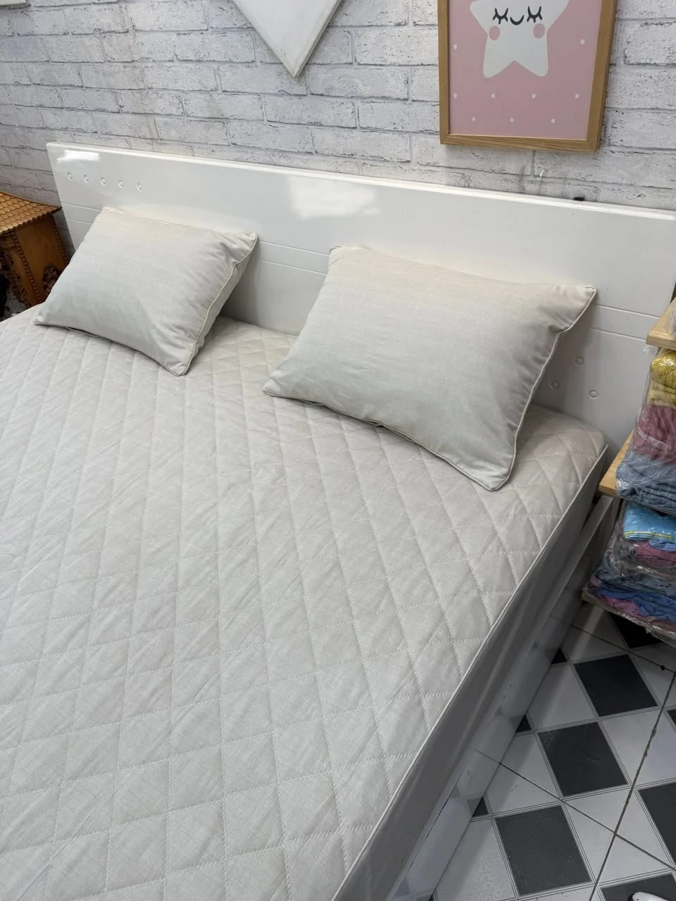 Bộ chăn ga gối Lụa Modal Hàn Quốc màu vân be xjnh xắn .