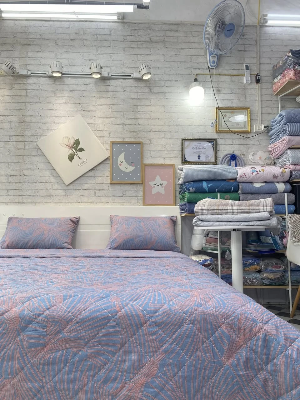 Bộ chăn ga gối Lụa Modal Hàn Quốc set vân xanh tím xjnh xắn