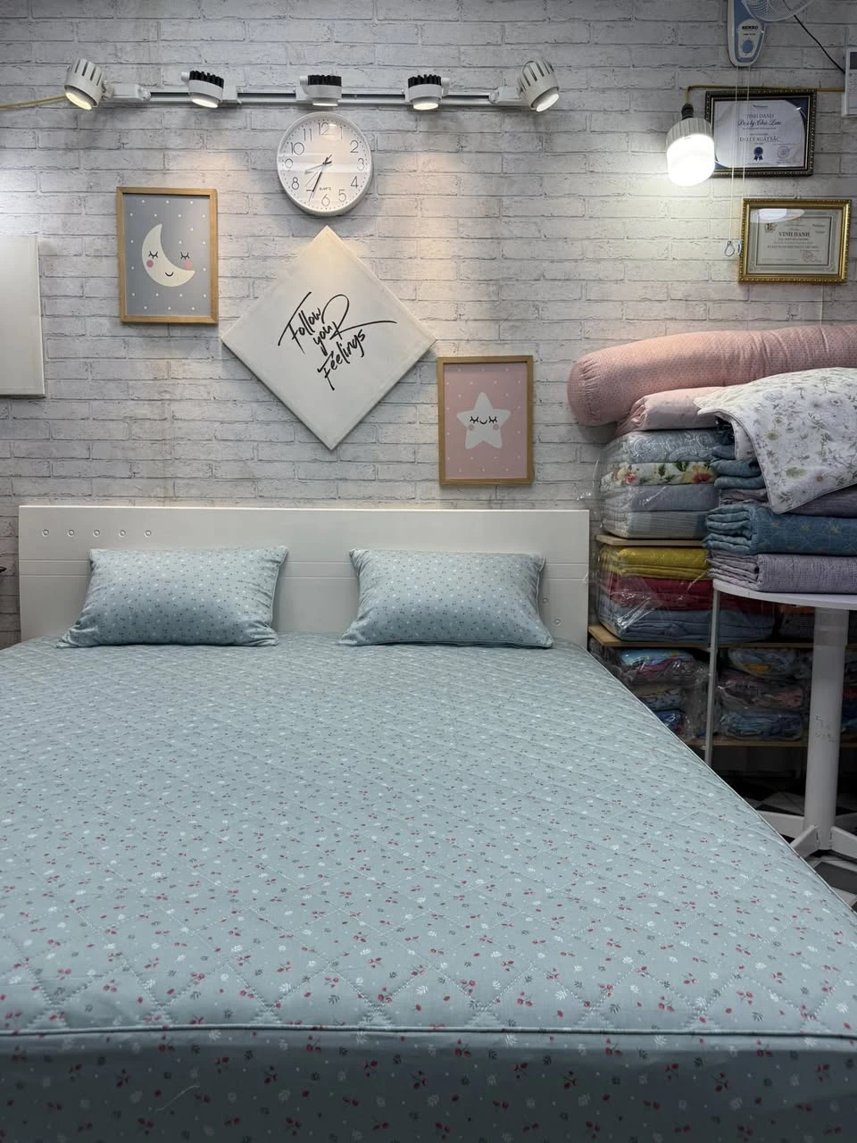 Bộ chăn ga gối Lụa Modal Hàn Quốc Hoa nhí xanh xjnh lắm