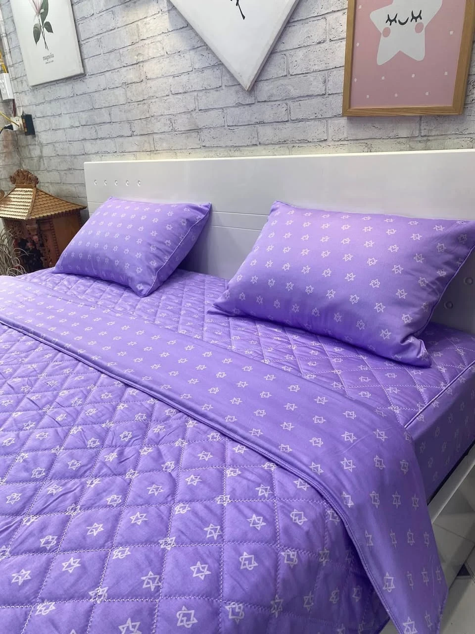 Bộ chăn ga gối Lụa Modal Hàn Quốc Màu tím- một trời thương nhớ.