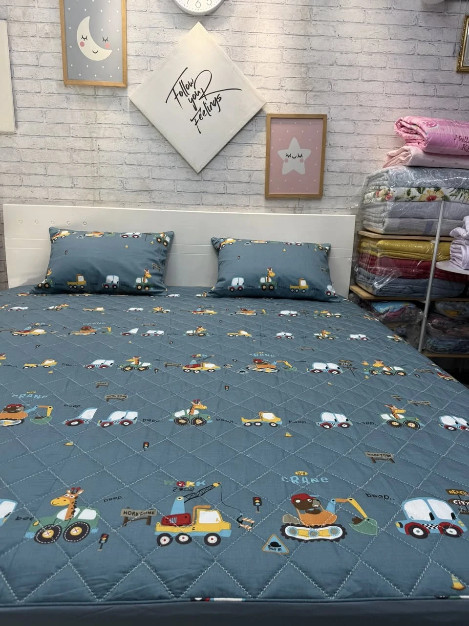 Bộ chăn ga gối cotton Hàn Quốc Mẫu cho bé trai xjnh lắm, hoạ tiết cute .