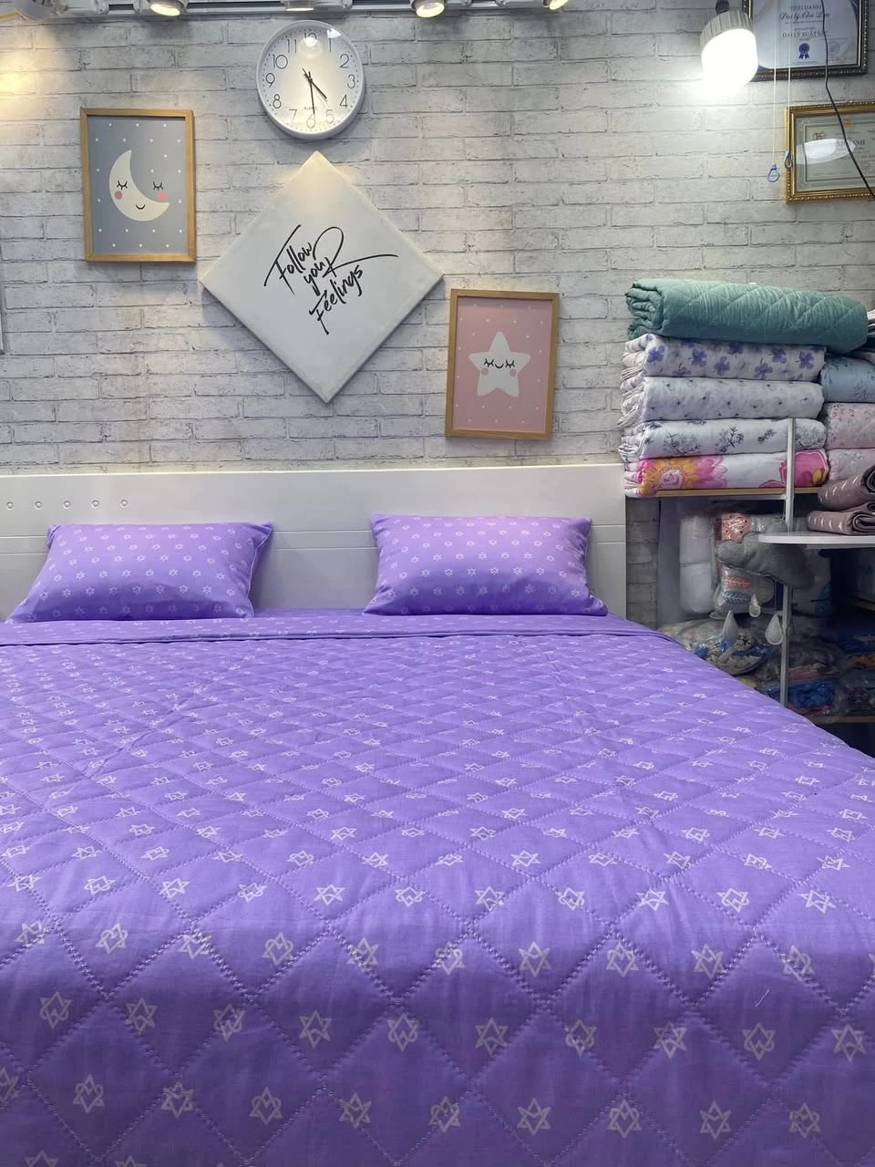 Bộ chăn ga gối Lụa Modal Hàn Quốc Màu tím- một trời thương nhớ.