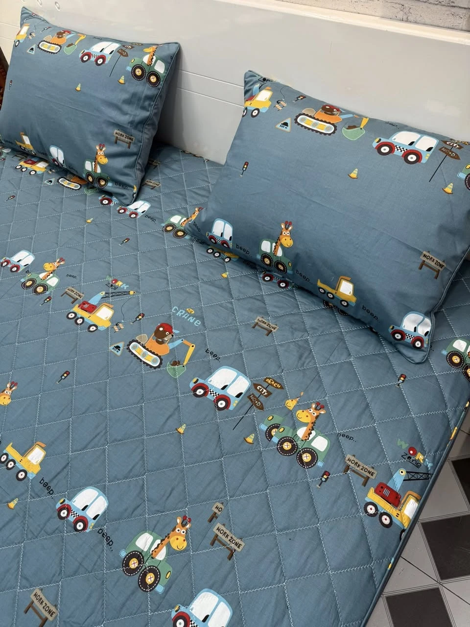 Bộ chăn ga gối cotton Hàn Quốc Mẫu cho bé trai xjnh lắm, hoạ tiết cute .