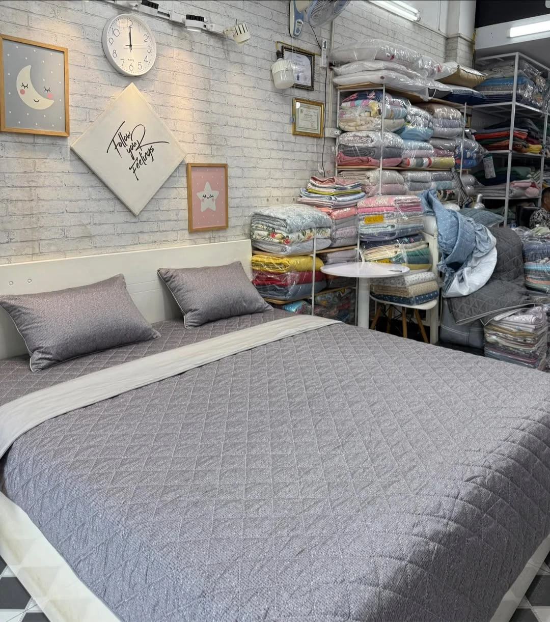 Bộ chăn ga gối cotton Hàn Quốc vân tím