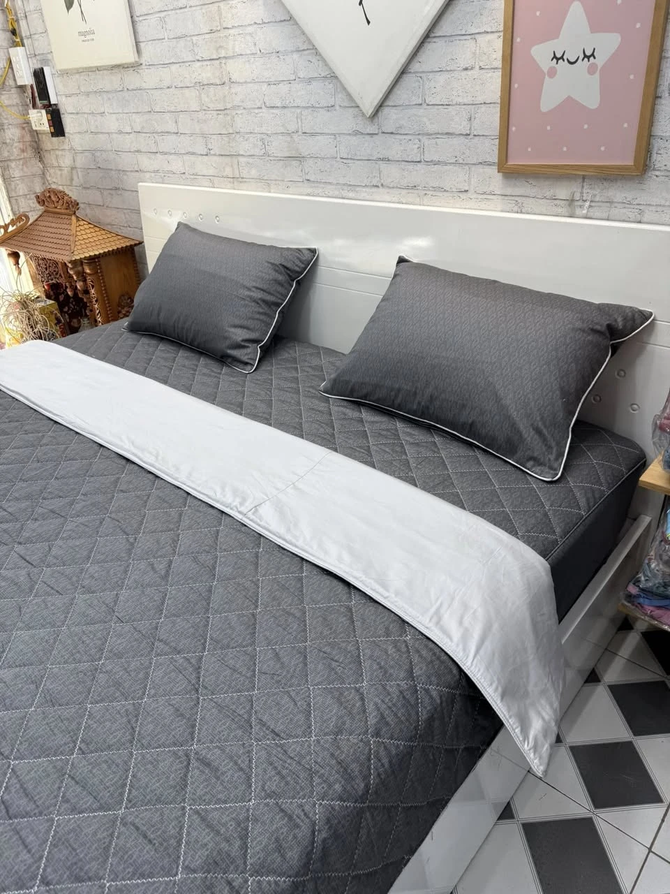 Bộ chăn ga gối cotton Hàn Quốc mẫu vân mới