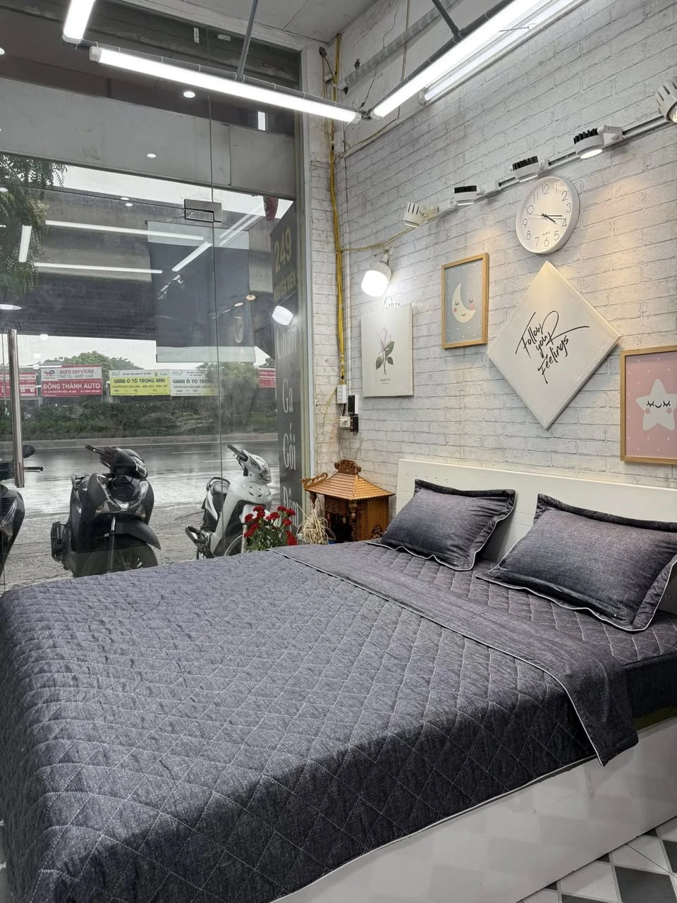 Bộ chăn ga gối Lụa Modal Hàn Quốc vân xám sang lắm ạ.