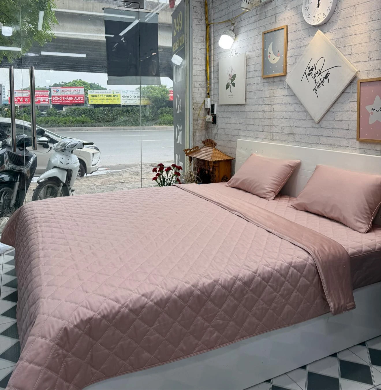 Bộ chăn ga gối Tencel cao cấp set màu trơn kiểu cam dịu nhẹ xjnh xắn.