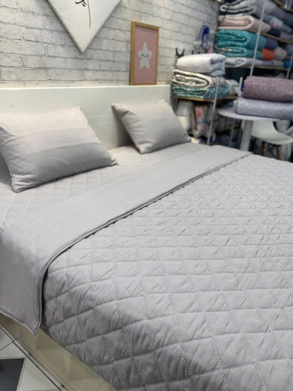 Bộ chăn ga gối Lụa Modal Hàn Quốc kẻ nâu ghi xjnh lắm ah