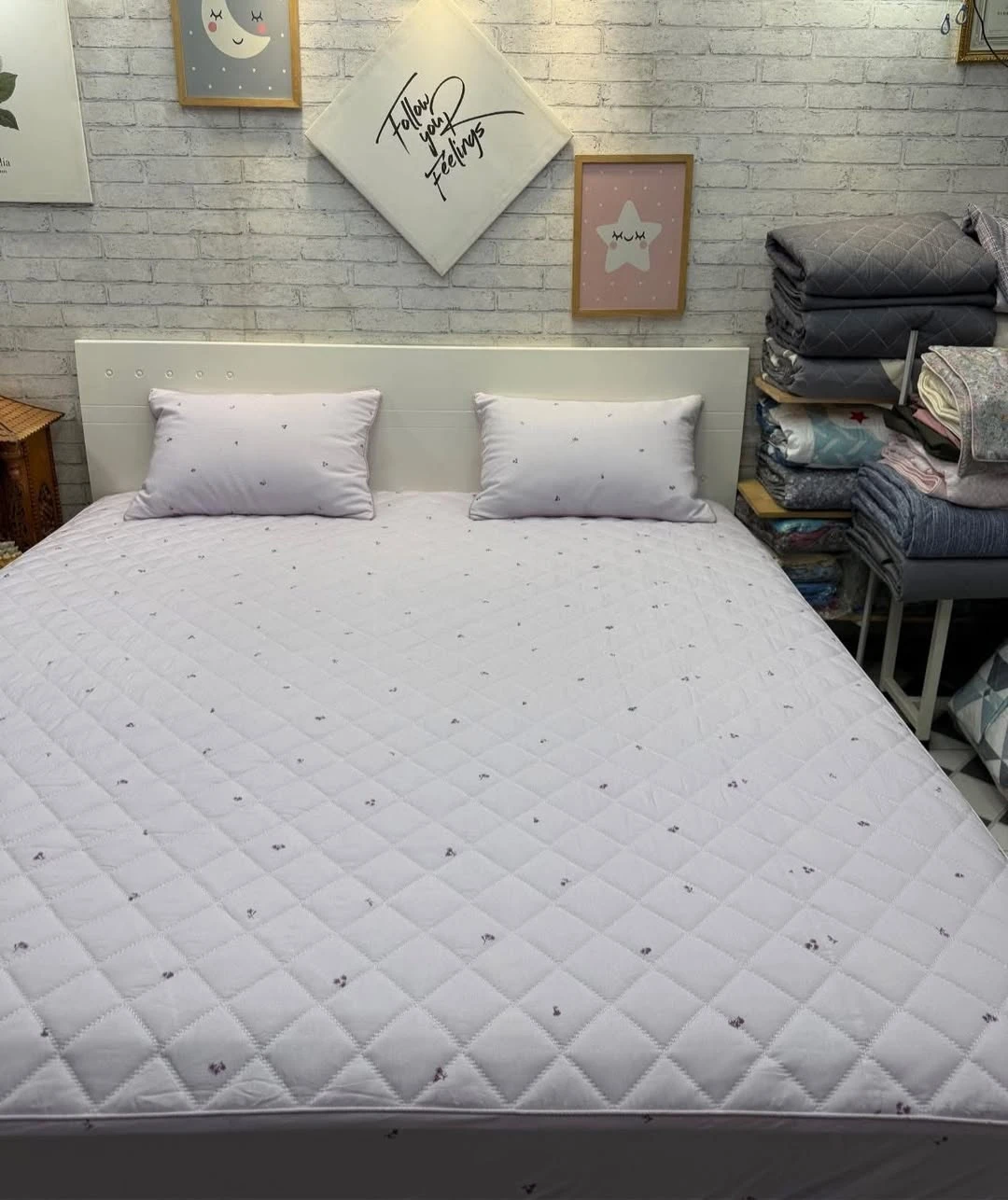 Bộ chăn ga gối Lụa Modal Hàn Quốc set hoa nhí nền tím xjnh lắm ah