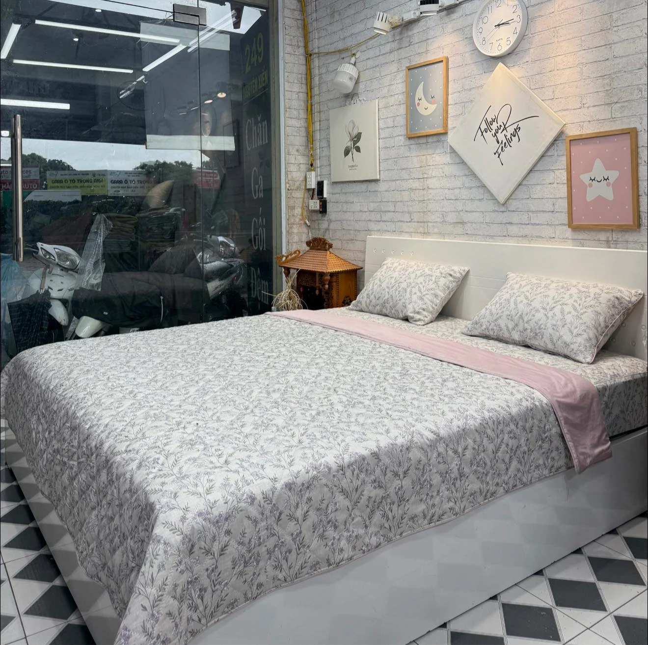 Bộ chăn ga gối cotton Hàn Quốc nhí hồng*